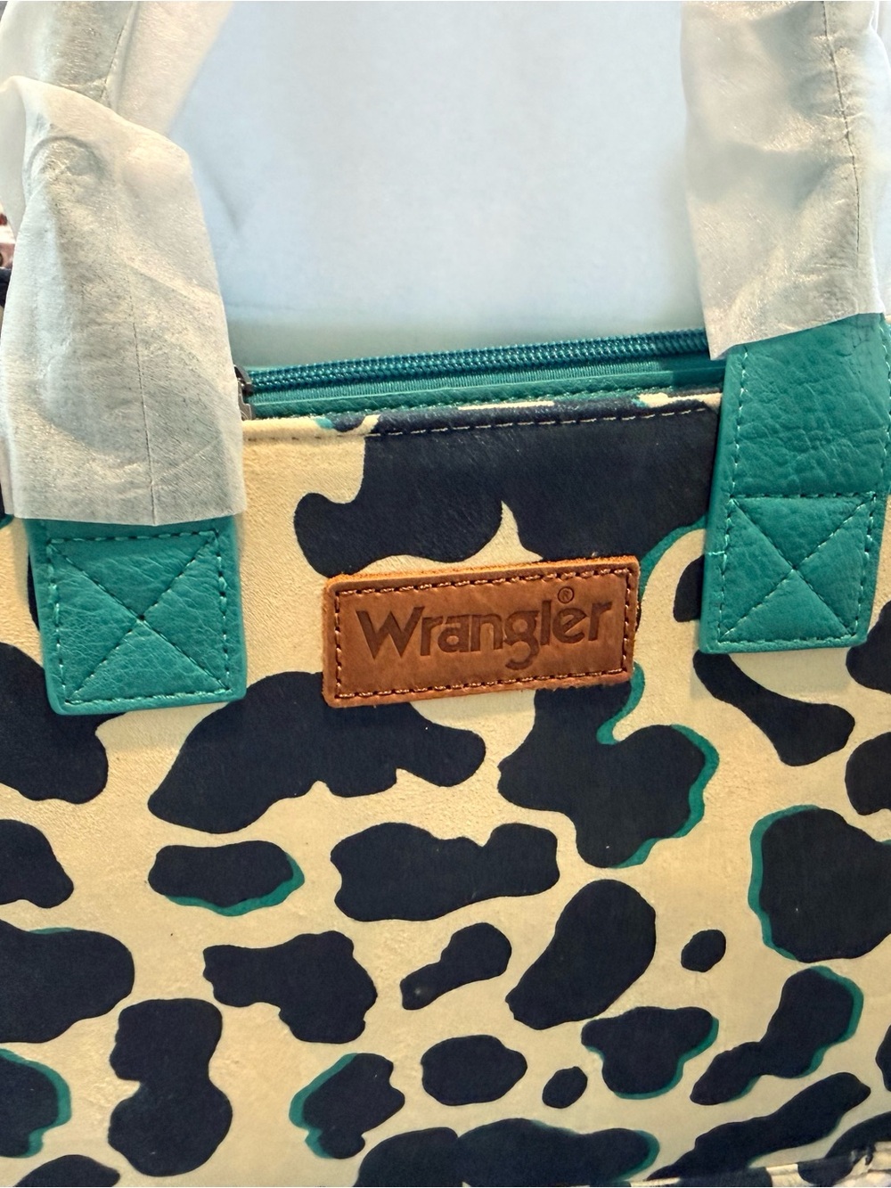 Wrangler Teal and Black Animal Print Tote